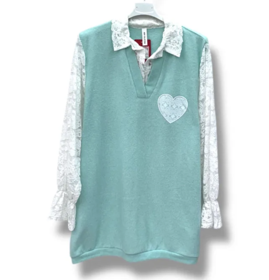PULL 2EN1 MANCHES DENTELLE
