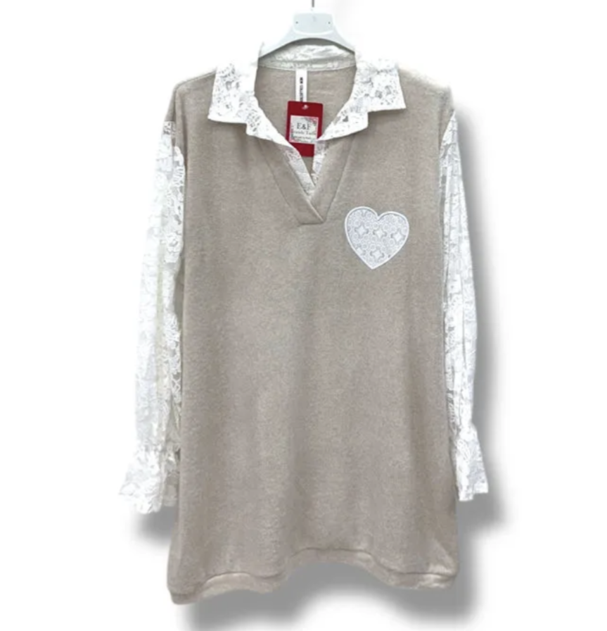 PULL 2EN1 MANCHES DENTELLE
