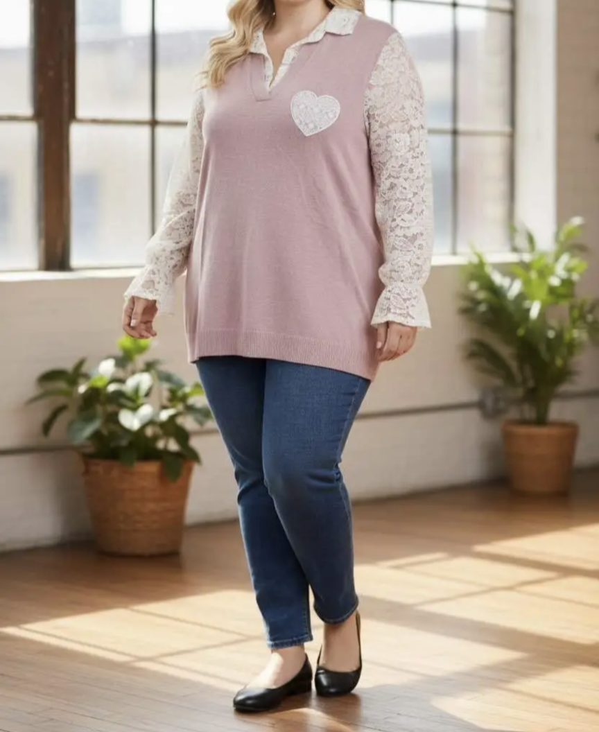 PULL 2EN1 MANCHES DENTELLE