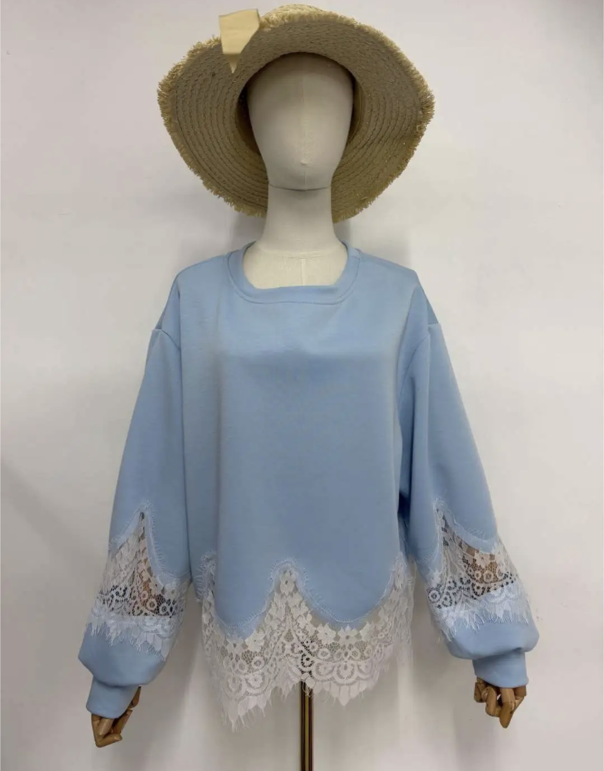PULL  DETAIL DENTELLE  MANCHES