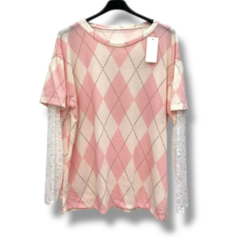 2EN1  PULL JACQUART MANCHE DENTELLE