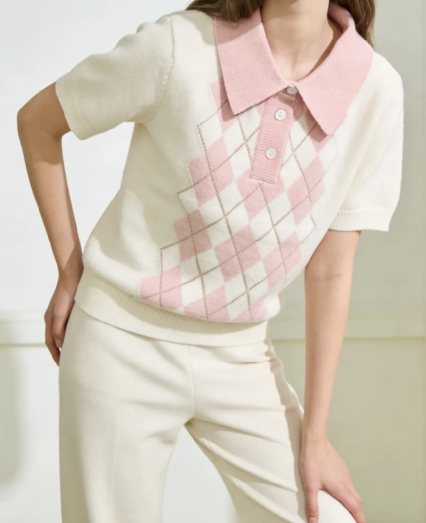PULL POLO  MOTIF JACQUART