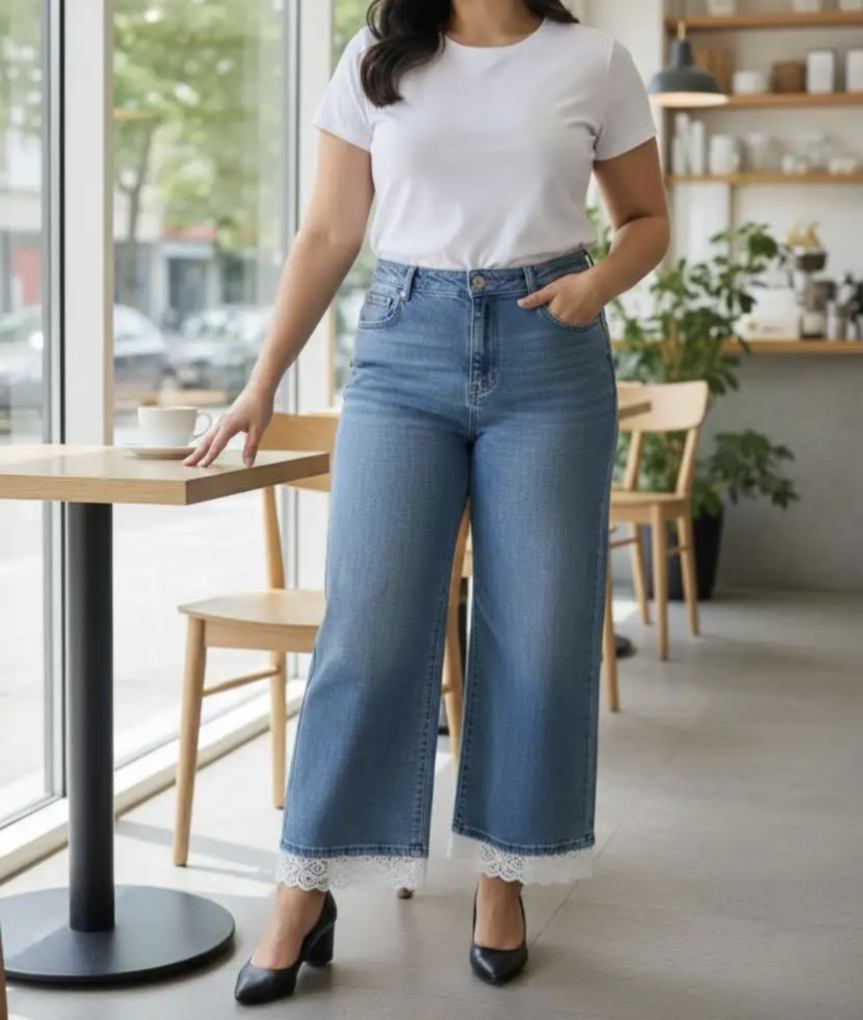 Jeans bordures dentelle